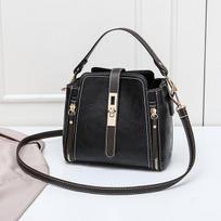 Nauji PU odiniai kibiro pečių krepšiai moterims Vienspalviai Crossbody Maža rankinė su užtrauktuku Telefono piniginė Messenger Krepšys black
