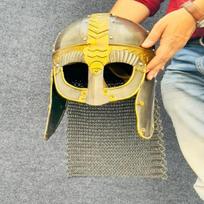 Medieval Wolf Warrior Helmet Warrior Chain-Mail Helmet for Fantasy Perfect for Cosplay, LARP Helmet Collectors Best Gift