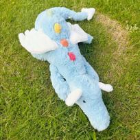 Sky Blue Dragon Loong Plush Toy Stuffed Giant Fantastic Cartoon TV White Wings Animal Plushie Soft Fluffy Gift 60x15cm beige