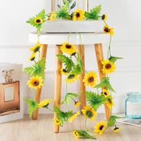 2Pcs 230cm Fake Plants Silk Vines Artificial Sunflower Flower Vine for Household Party Wedding Arch Decor Air Conditioning Water Pipe Decorations