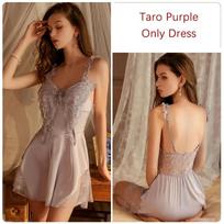 Lingerie Women's Set Sexy Nightgown Deep V with Bra Transparent Mesh See-through Backless Nightgown M beige