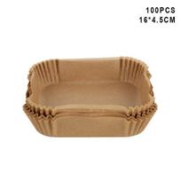 50Pcs Square Air Fryer Disposable Paper Liner Food Grade Food Baking Paper Pad Oil Paper Tray Kitchen Baking Accessories ARI 16*4.5cm ruda