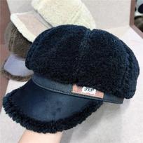 Winter Beret for Women - Soft Fleece-Like Knit, Windproof with Faux Leather Logo Patch, Lightweight & Warm, Polyester, Eight-Panel, Duckbill Hat Adjustable juoda
