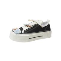 Thick Sole Canvas Casual Sports Walking Women Shoes Outdoor Fitness Platform Sneakers Fashion Breathable Cute Ladies Shoe 2024 35 juoda