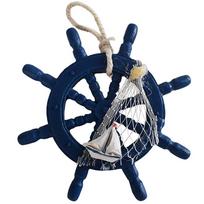 Vintažinis dekoras Vairo dekoracija Namų medinis sienos ornamentas Paaukštinimo sėdynė Valgomojo kėdė 12.00X12.00X3.00CM blue