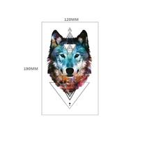 Gyvūnų tatuiruotės lipdukas Tigro galvos vilko galvos geometrinės formos vėjo rinkinys vandens pernešimo gėlės rankos lipdukas 120*190MM black