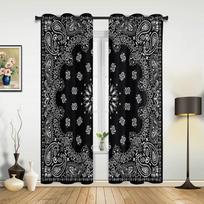 Juoda Balta Bandana Bohemijos Salės Užuolaidos Svetainei Virtuvei Berniuko Mergaitės Miegamajam Ilga Užuolaida Langams Cortinas Namų Dekoravimas 135W x 60H(cm) x1