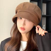 New Beret Women'S Black Season Temperament Versatile Fashion Hat Big Head Circumference Hat Solid Color Painter Hat average size