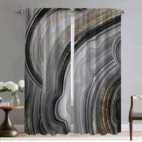 Blackout Curtain for Room 2 Panel Black Golden Marble Anti-mosquito Curtains Home Interior Curtains Tulle for Bedroom Partition W50xH70cmx2pcs-CL