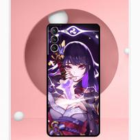 Genshin Impact Raiden Shogun dėklas, skirtas Samsung Galaxy S24 Ultra S22 Plus S20 S21 FE S8 S9 S10 Note 10 20 S23 Ultra Cover Galaxy S23 blue