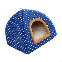Cat House Pet Tent, Cave Bed, Autumn Winter Inner Cushion Mongolian Yurt Indoor Kennel Dog Bed L mėlyna