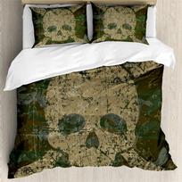 Pirate Duvet Cover Shark Cove Tortuga Island Caribbean Waters Retro Jolly Roger Mustard Blue Bedroom Decoration Women Kids Men 135x200cm 2pcs