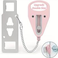 Portable Pink Door Lock for Travelers,Security Privacy Safety Door Locker Jammer Stopper for Home Apartment Vocation Hotels College Room Door Lockdown rožinė