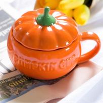Pumpkin Creative Water Cup Keraminis termoso puodelis su dangteliu Puikus pusryčių avižinių dribsnių puodelis Šilumą izoliuojantis, nenuplikimui atsparus pieno puodelis 201-300ml