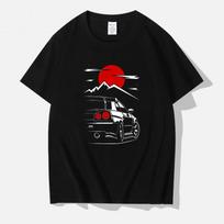 Japoniško Stiliaus Automobilio Juokingi Marškinėliai Galinis Spaudinys Street Wear Originalus Dizainas Oversize Moteriški Unisex Viršutiniai Marškinėliai Laisvi Kvėpuojantys Marškinėliai 4XL juoda