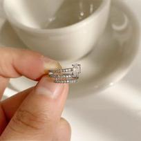 2025 Elegant Luxury Earrings: Trendy Ear Cuff Design for Women three-layer single zircon