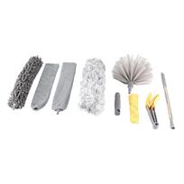 9pcs Microfiber Duster Kit Extendable Feather Duster House Cleaning Tool for Ceiling Fan Car gray