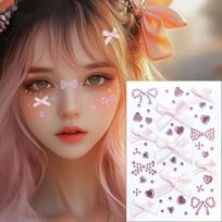 Lankas Tatuiruotės Lipdukas Veidui Pasidaryk pats Makiažas Raudonas Deimantas Perlas Lankai Laikinas Tatuiruotės Lipdukas Savarankiškai Lipnus Vakarėlis Festivalis rožinė