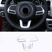 ABS Chrome Carbon Fiber Steering Wheel Cover Trim Stickers For Jeep Compass 2017 2018 2019 2020 Interior Accessories