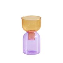 2pc Set Mini Vases Terrarium Hydroponic Plant Pot Glass Vase Wedding Flowers Candle Holders Decor Avocado Glass Growing Bud Vase beige