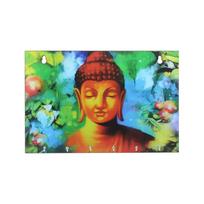 Raktų pakabukas su Buda, Medinis raktų laikiklis Lord Buddha tema su 6 kabliukais, eCraftIndia blue