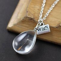 Charm Gem Crystal Delicate Girls Women Necklace with Water droplet Heart-shaped Round Oval for Fashion glass Dandelion Time Gem Double-sided Oval Listing skaidri