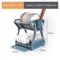 Dish Drainer Dish Drying Rack Kitchen Storage Double Layer Dish Drainer Shelf Knife Fork Container Holder Cutting Board Stand gray