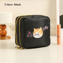 New Lady Portable Cosmetic Pouch Bag Travel Makeup Lipstick Case Tampon Bag Sanitory Napkin Pads Organizer Case Large Capacity double layer rožinė