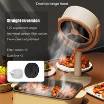 Desktop Range Hood Extractor Exhaust Portable USB Charging Mini Range Hood Adjustable Angle for BBQ Pot Kitchen Appliance gray