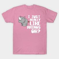 T Shirt Women I Just Really Like Rhinos Ok T Shirt Harajuku Print Kawaii Tshirt Summer Short Sleeve Female T-Shirt Top Tee S rožinė