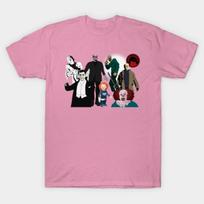T Shirt Women Horror Movie Villains Harajuku Print Kawaii Tshirt Summer Short Sleeve Female T-Shirt Top Tee S rožinė