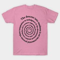 T Shirt Women Descent Into Madness Black Text Harajuku Print Kawaii Tshirt Summer Short Sleeve Female T-Shirt Top Tee S rožinė