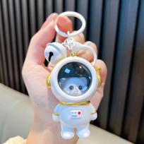 Starry Night Astronaut & Bear Luminous Keychain Set gray