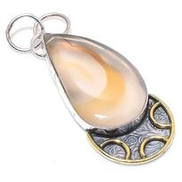 Montana Agate 925 Sterling Silver Jewelry Two Tone Pendant 2.40  W4D66