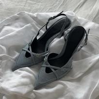 Women High Heel Sandals Summer New Luxury Designer Fashion Elegant Pointed Toe Women Outdoor Wear Resistant High Heel Sandals 35 pilka spalva