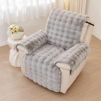 1 Seat Thicken Rabbit Plush Recliner Sofa Cover Non-Slip Armchair Cover Soft Single Sofa Case  Relax Recliners Sofa Mat 1 Seat gray