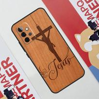 Buda Jėzus Gvadelupė Medinis Telefono Dėklas Samsung Galaxy A53 A33 A23 A13 A52 A32 A22 A12 A51 A71 A14 A24 A34 A54 A21S Samsung A50 brown