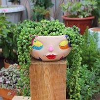 Unique Face Flower Pot Planter Remembrance Gift Artwork Resin Ornament Decorative Flowerpot for beige