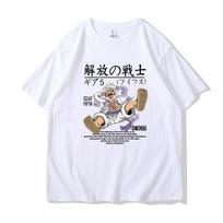 Straw Hat Pirates Nika Gear 5 Monkey D Luffy Wanted Poster Manga Unisex Men T Shirt Camisetas de Hombre Harajuku Shirts S