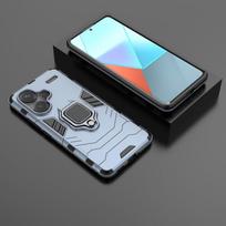 Smūgiams atsparus šarvuotas telefono dėklas Xiaomi Redmi Note 13 Pro 5G Pro+ Plus Redmy Note13 4G telefonui su magnetiniu žiediniu stovu, galinis dangtelis Redmi Note 13 4G tamsiai mėlyna