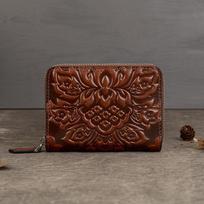 Vintage Retractable Card Bag One Coin Purse Texture Organ Certificate Bag Multi-card Mini Wallet ruda