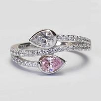 Huitan Newly Waterdrop Pink/White Cubic Zirconia Rings Exquisite Trendy Wedding Band Accessories Women Delicate Noble Jewelry 7 gray