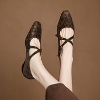 Krazing Pot Cow Skin Spring Summer Size 43 Size 42 Size 41 Thick Med Heels Women Square Toe Leisure Leopard Pumps 35 ruda