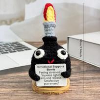 Handmade Crochet F-Bomb Emotional Support Doll Xtmas Birthday Gift Desk juoda