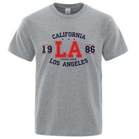 California 1986 Los Angeles Man Women T-Shirts Hip Hop Loose Shirt USA City Street Tops Breathable Cotton Clothing S