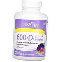 Calcium D3 with minerals, Calcium 600+D3 Plus Minerals Chewable, 21st Century 75 tabs Fruit punch (36440100) 75tab Fruit