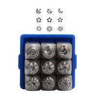 9 vnt. Dangaus dizaino tvirtas plieninis metalinių antspaudų rinkinys custom papuošalų gamybai ir minkštųjų metalų personalizavimui T1 blue