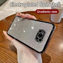 For Xiaomi Poco X3 Pro Case Xiaomi Poco X3 NFC Phone Case Shiny Glitter Plating Silicone Camera Lens Soft Back Cover For Poco X3 gray