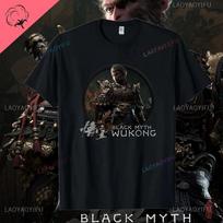 Black Myth Wukong Men's Cotton T-shirt Journey To The West Game Wukong Retro Graphic Tshirt Adventure Game Money King Tees S smėlis