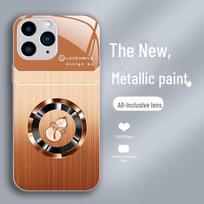 Compatible with iPhone X/XS, 11/12, 13Pro, and XR SE: Luxury Wood Grain & Liquid Glass Lucky Gourd Anti-Fall Case. X/XS brown